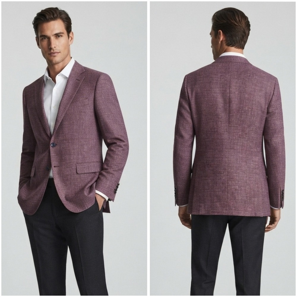 Rare Scabal Custom Mens Linen Wool Blazer Sport Coat Burgundy Kenton 52L 42L